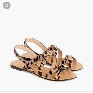 NWOT J. Crew calf-hair leopard sandals.